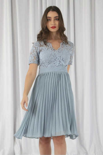 Wrap Lace Pleated Dress Double Second